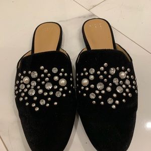 Bejeweled loafer slides